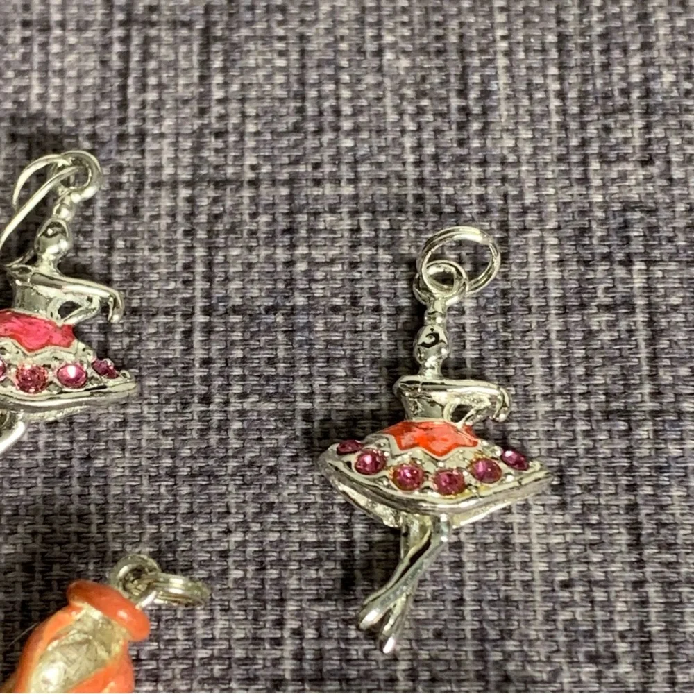 Set of 5 Silver Coated Ballet Theme Charms for Bracelet